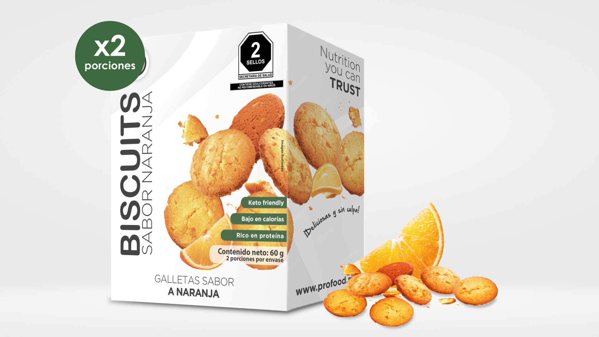 Biscuit Sabor Naranja / Caja con 2 Piezas