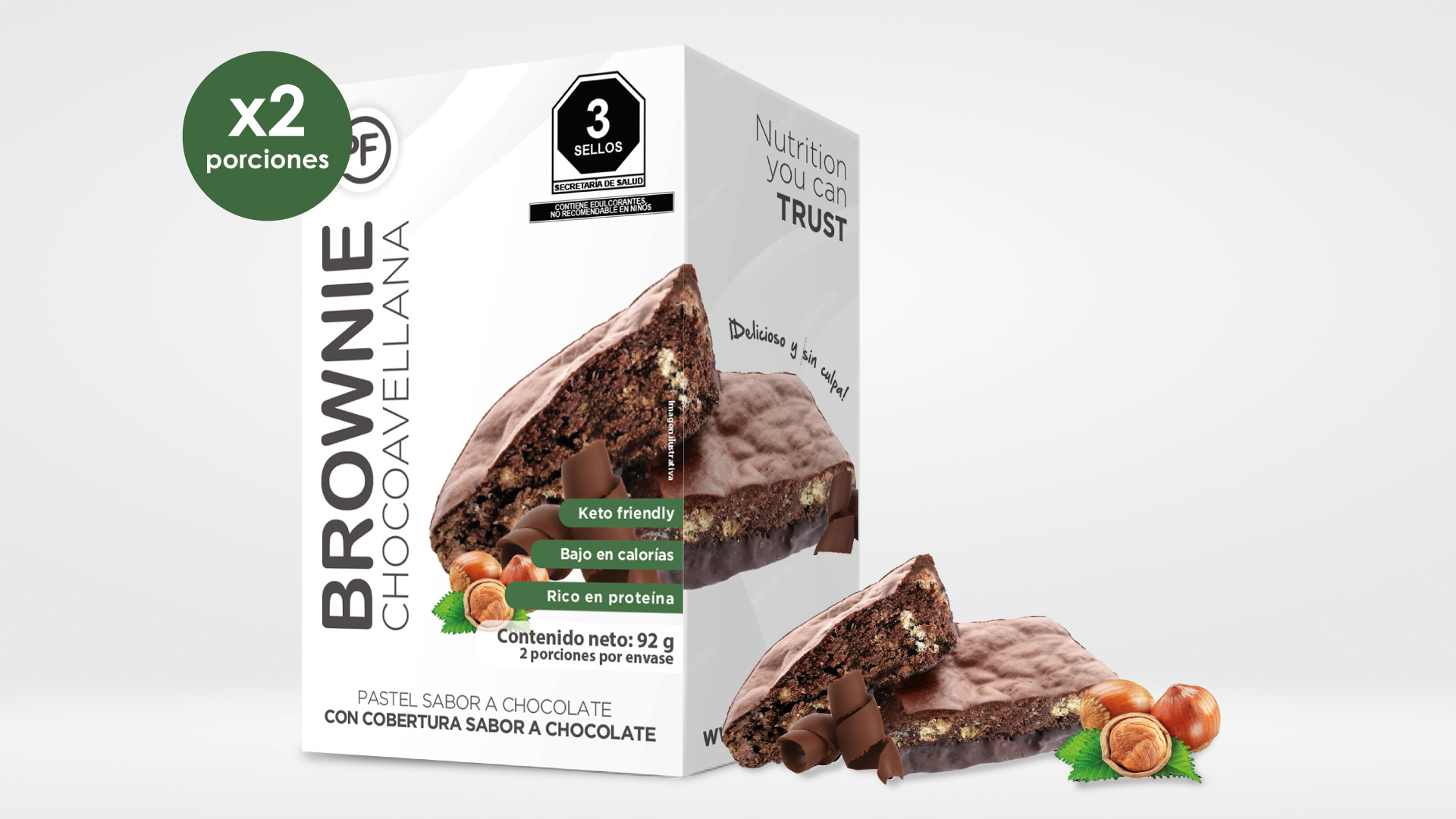 Brownie Choco Avellana / Caja con 2 Piezas