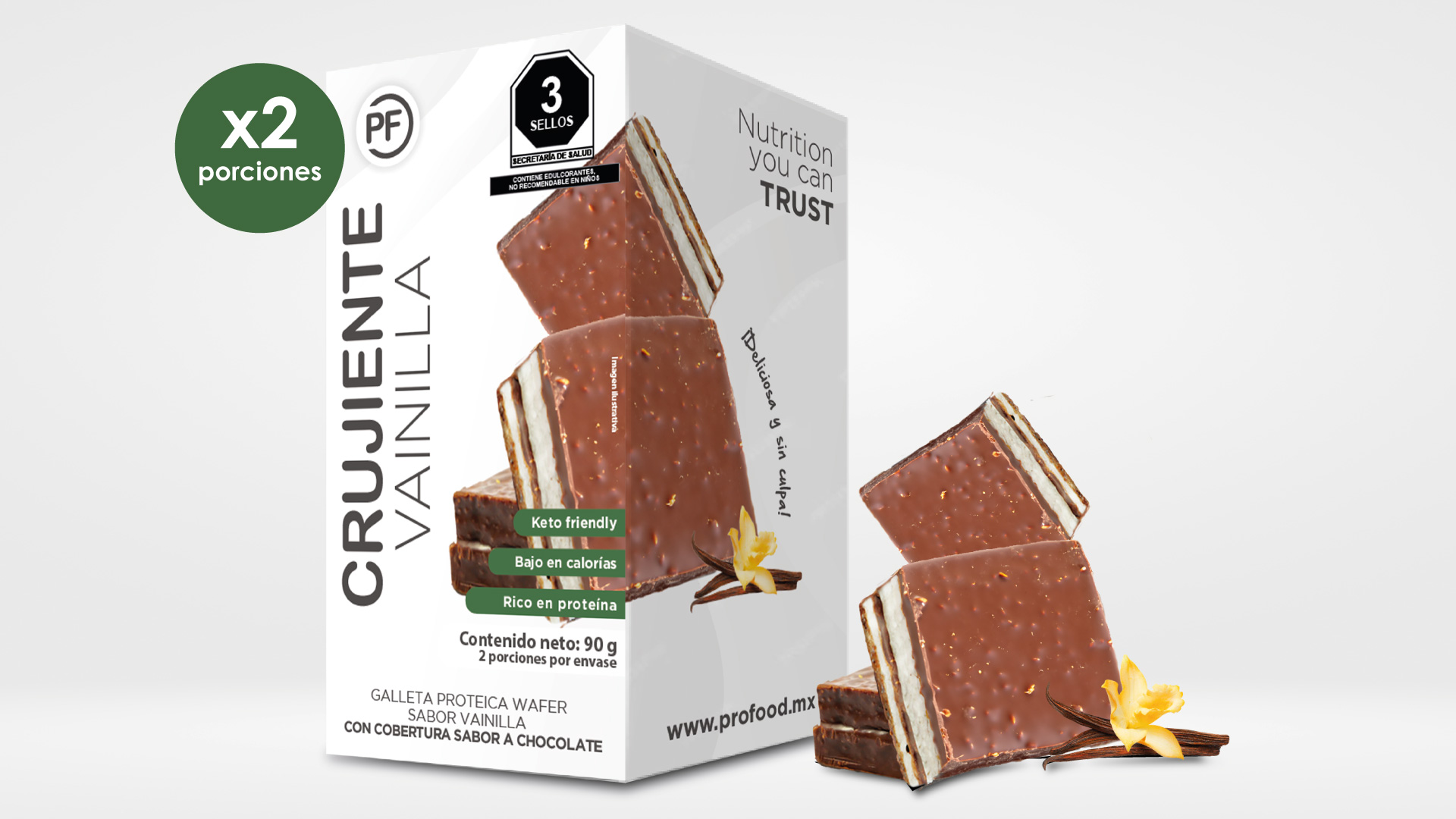 Galleta crujiente sabor vainilla / Caja con 2 Piezas