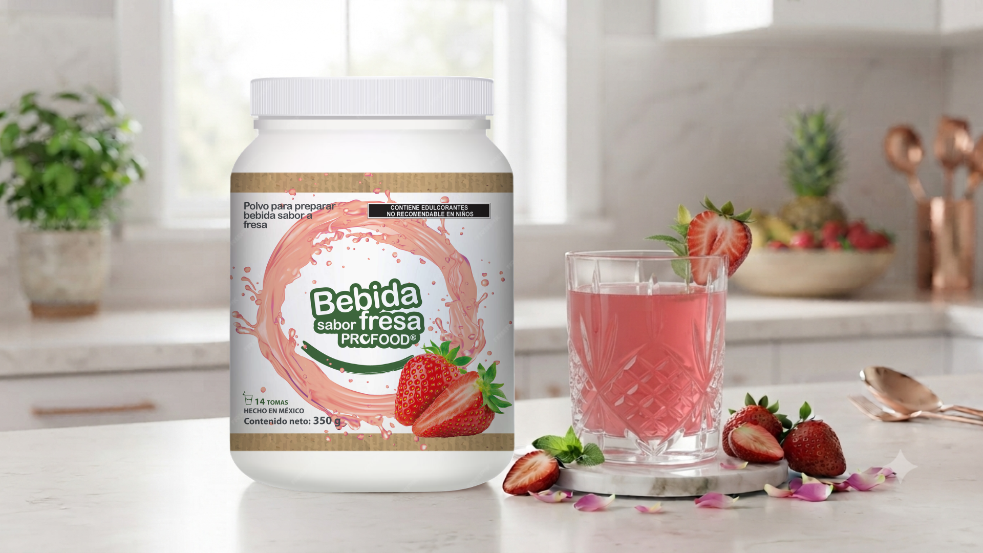 ecopack bebida sabor fresa 350g
