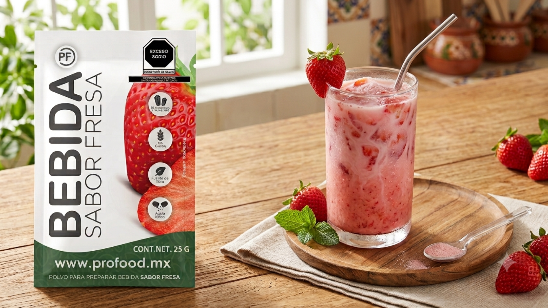 bebida sabor fresa