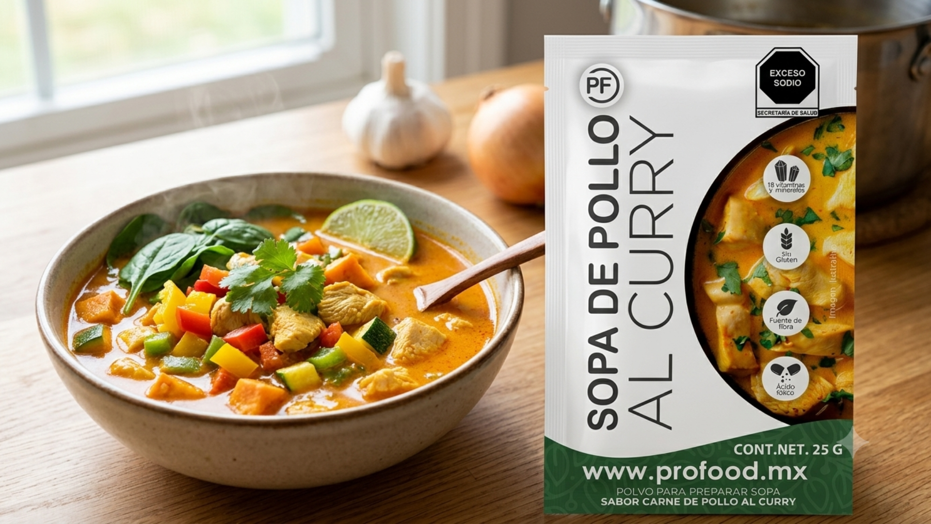 sopa de pollo al curry