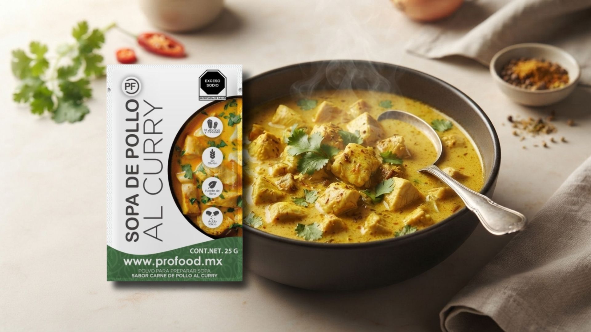 sopa de pollo al curry