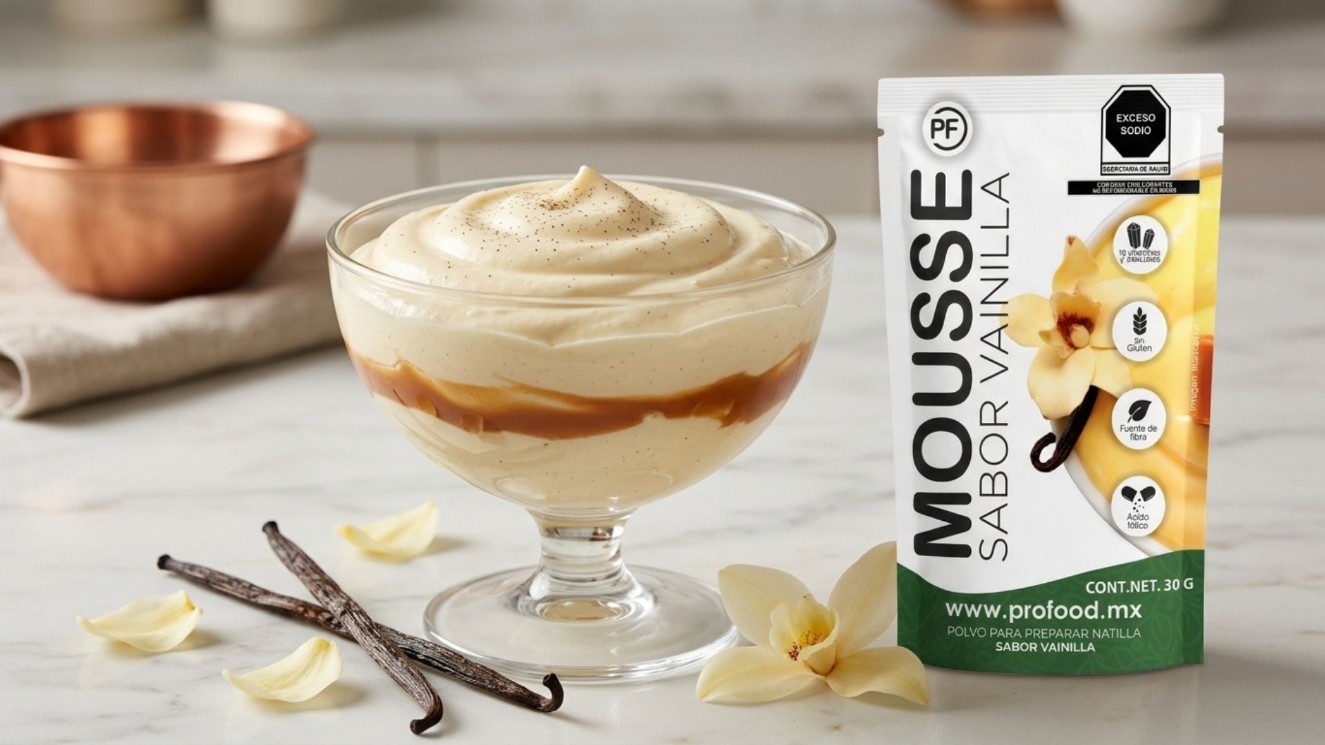 mousse de vainilla y caramelo