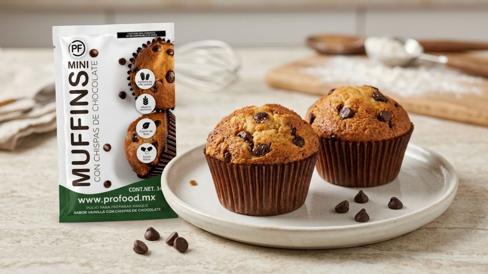 mini muffins con chispas de chocolate