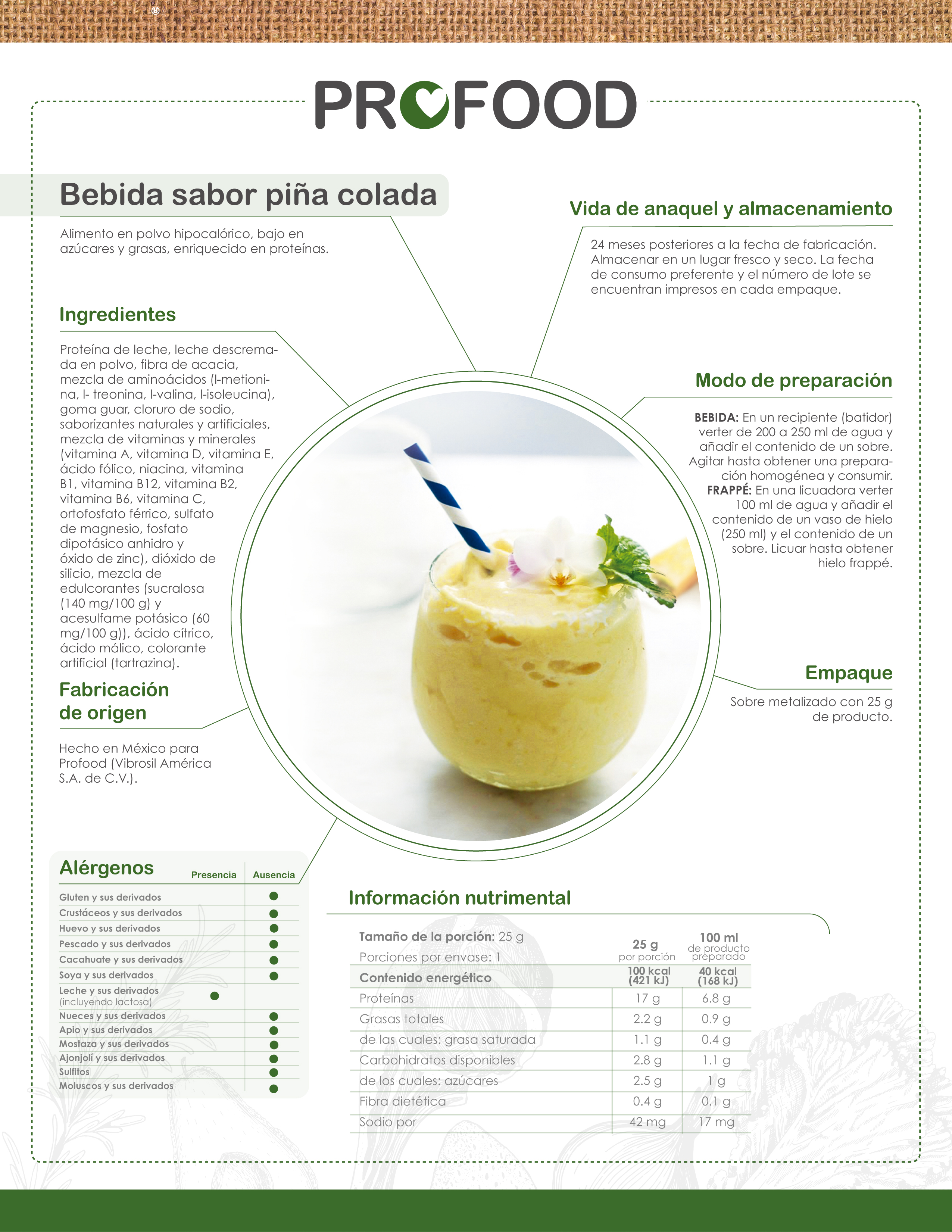 ecopack bebida sabor piña colada 350g