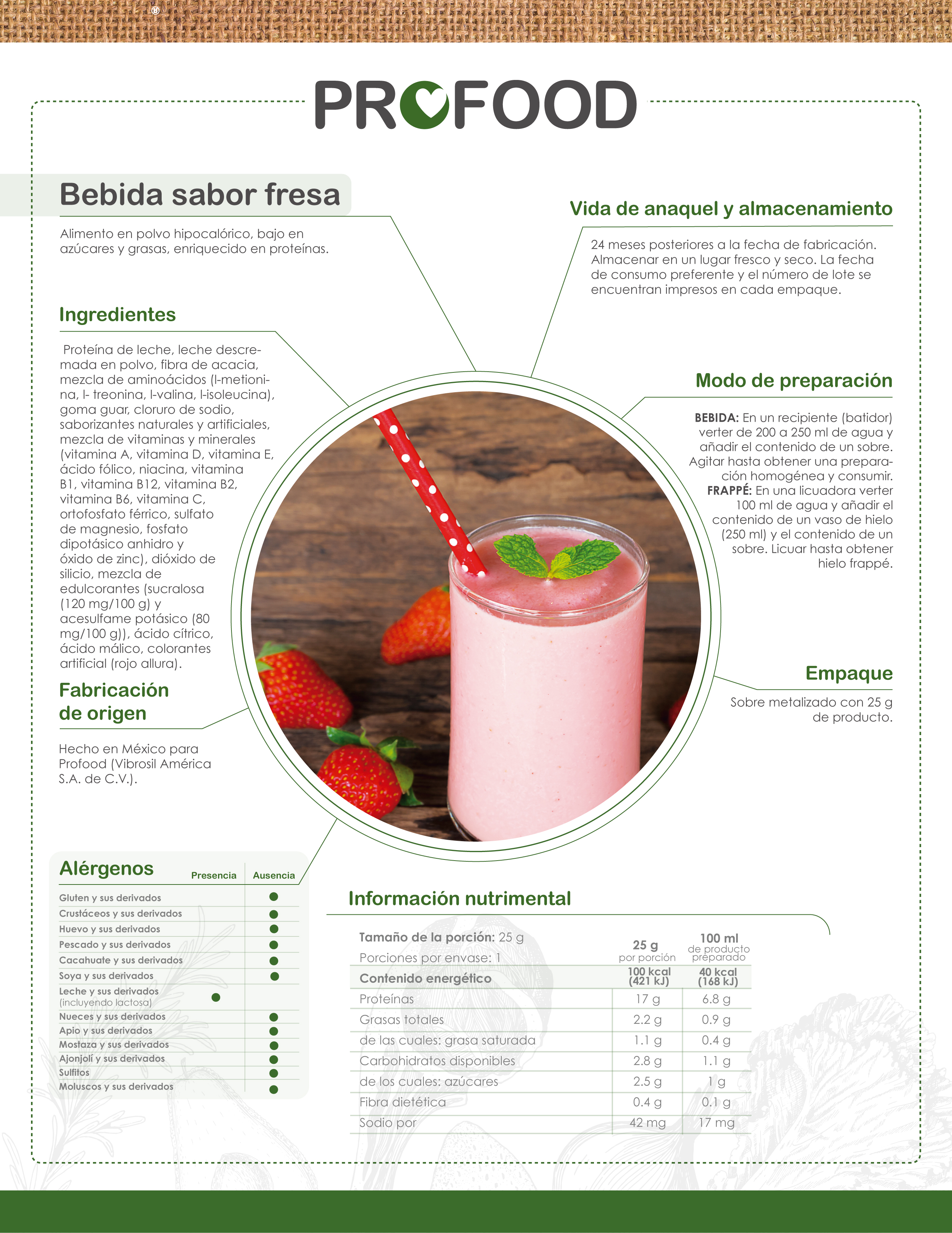 ecopack bebida sabor fresa 350g