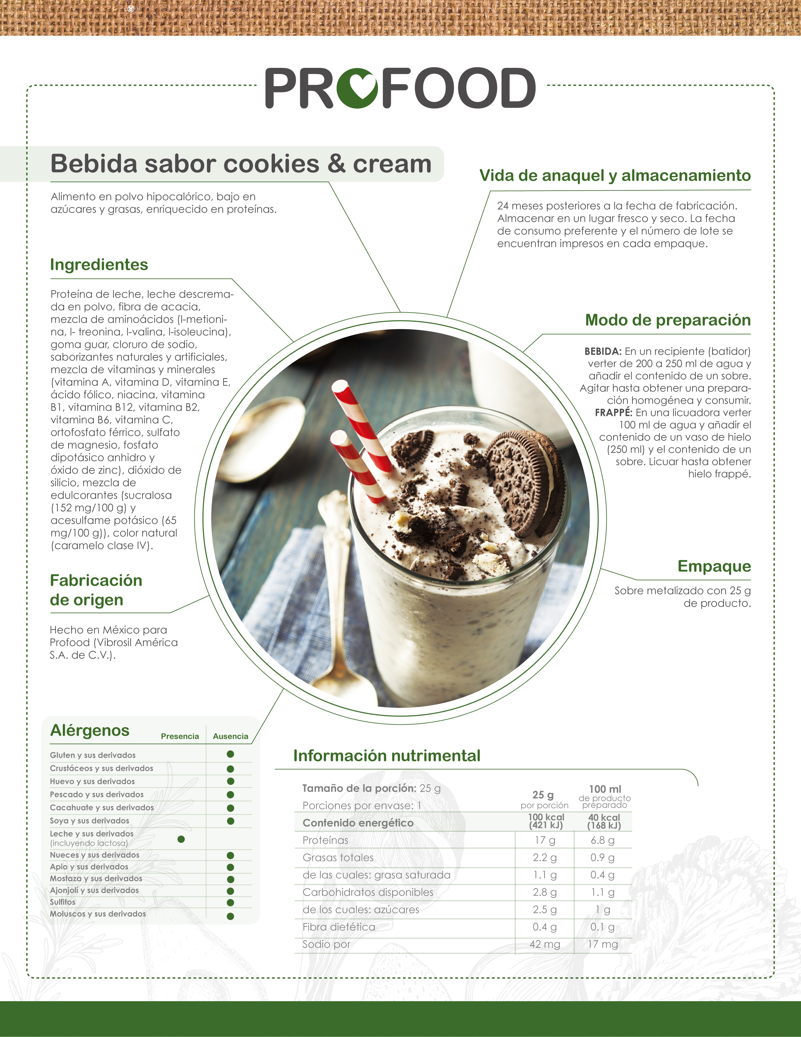 ecopack bebida sabor cookies & cream 350g