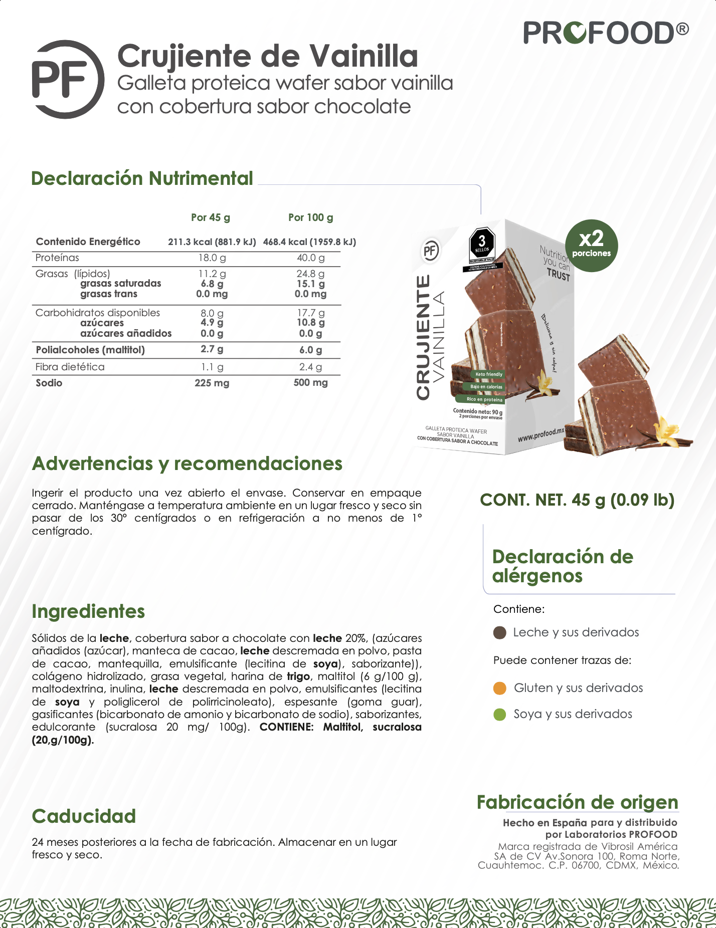 Galleta crujiente sabor vainilla / Caja con 2 Piezas