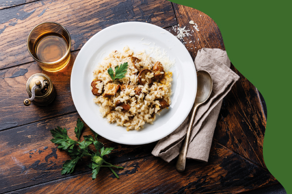 risotto de coliflor con setas